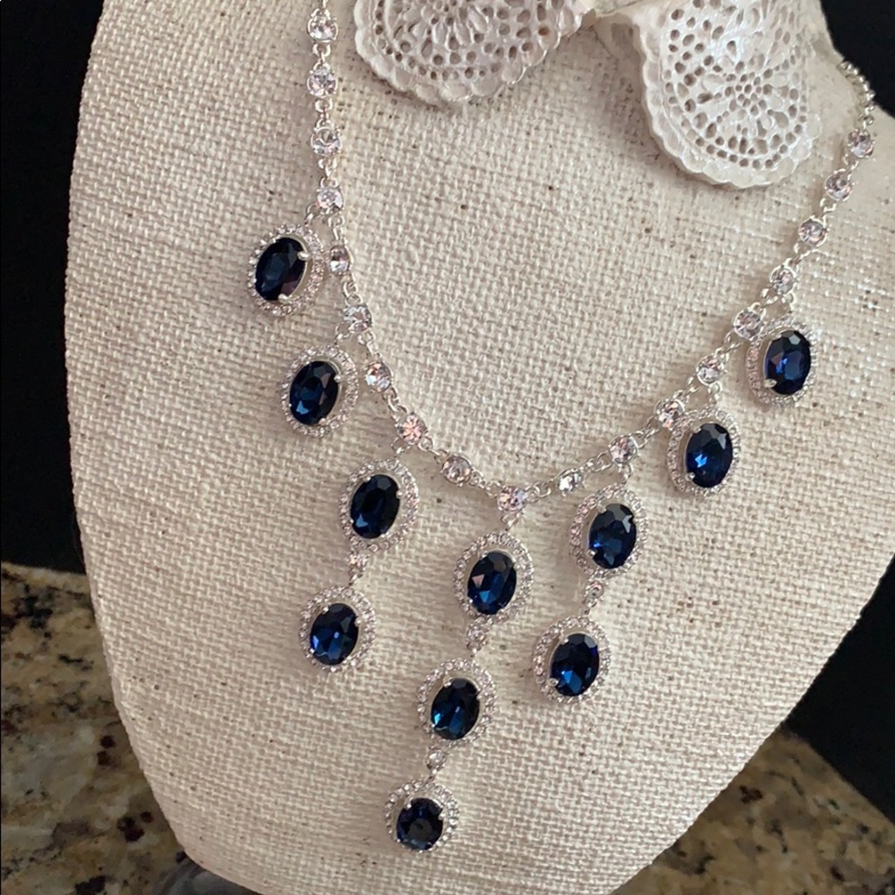 Gorgeous Faux Sapphire & Diamond Necklace - Picture 9 of 11